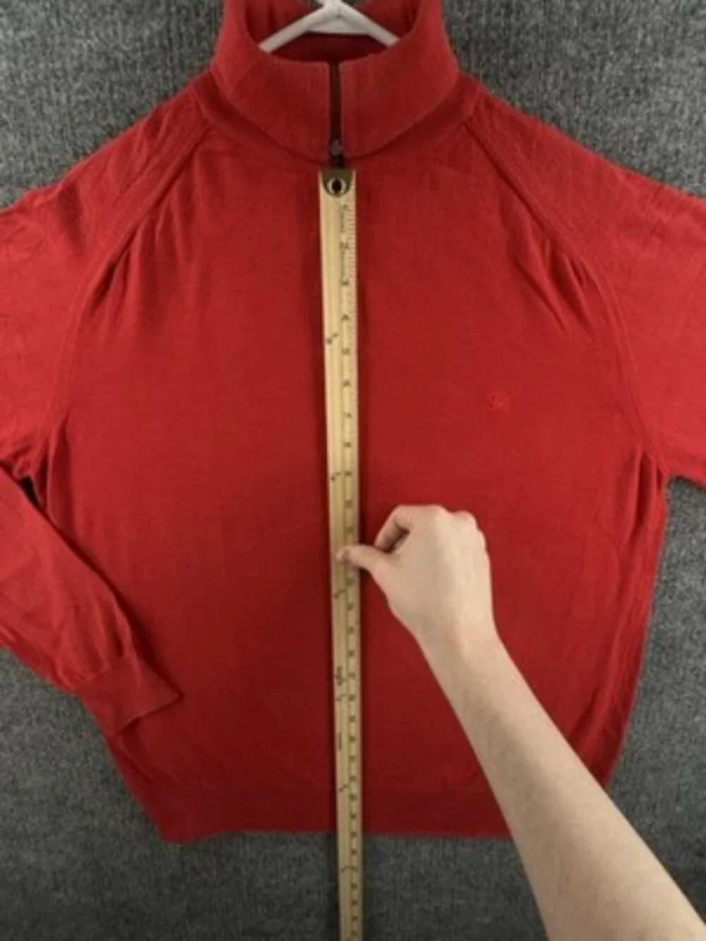 Burberry London Zip Turtleneck Red Pullover 5 Sweater Knit Solid Long Sleeve